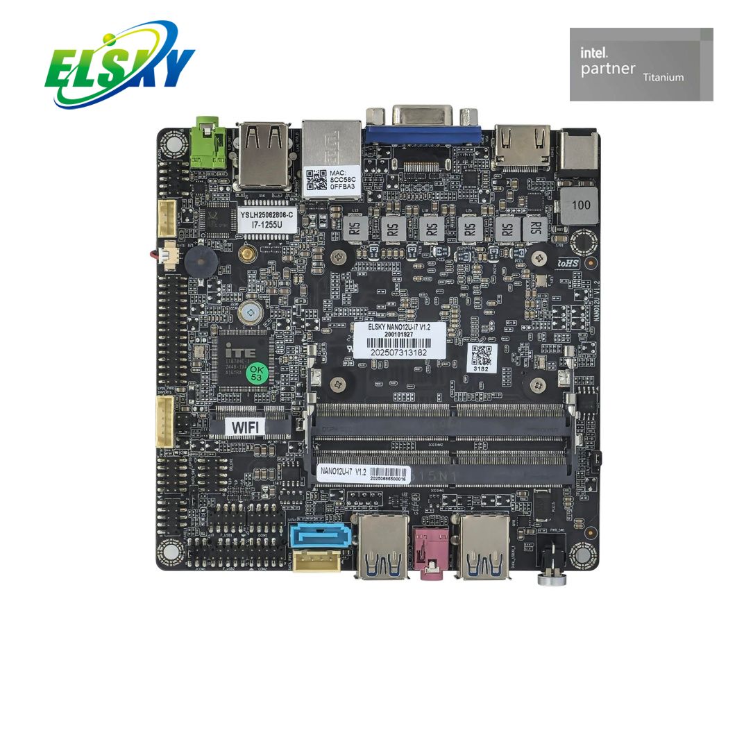 Placa industrial de amplio voltaje, 12-24V, 12.&ordf; generaci&oacute;n, 4K, HDMI, M.2, SSD, LAN dual opcional 