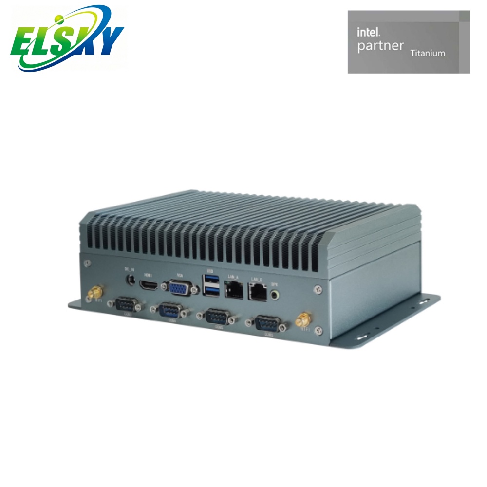 Mini PC industrial sem ventilador com CPU Intel 8/10&ordf; gera&ccedil;&atilde;o e 6 portas COM